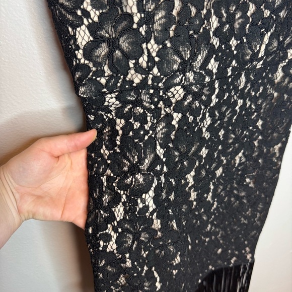 Lulu's Ain't Misbehavin' Black Lace Fringe Strapless Bodycon Sexy Dress - Picture 6 of 15